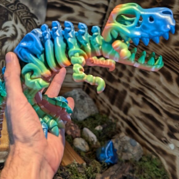Skeleton Tyrannosaurus T-Rex Flexible Articulated Fidget Toy Dinosaur 3D Printed - Picture 4 of 9